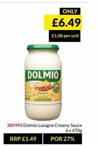 Musgrave MarketPlace Dolmio Lasagne Creamy Sauce offer