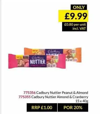 Musgrave MarketPlace Cadbury Nuttier Peanut & Almond Cadbury Nuttier Almond & Cranberry offer