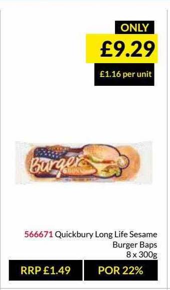 Musgrave MarketPlace Quickbury Long Life Sesame Burger Baps offer