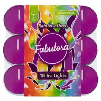 B&M Stores Fabulosa tea lights 18pk - rainbow drops offer