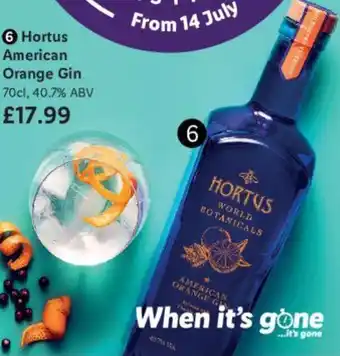 Lidl Hortus American Orange Gin 70cl. offer