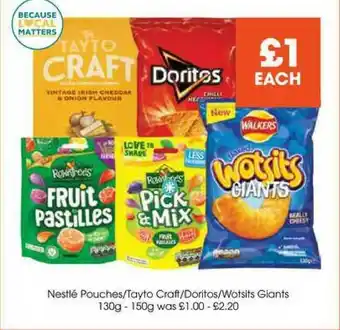 Centra Nestlé Pouches-tayto Craft- Doritos- Wotsits Giants offer