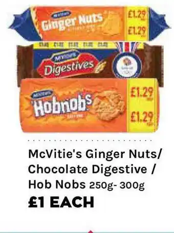 Mace Mcvitie's Ginger Nuts - Chocolate Digestive - Hob Nobs 250g- 300g offer