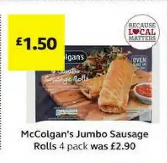 SuperValu Mccolgan's Jumbo Sausage Rolls 4 Pack offer
