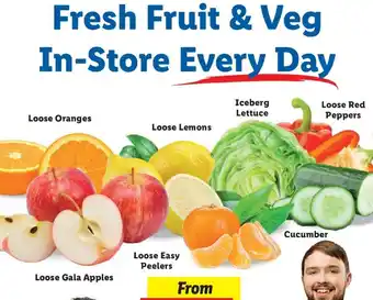 Lidl Loose Orange, Loose Lemon, Iceberg Lettuce, Loose Red Peppers, Loose Gala Apples, Loose Easy Peelers, Cucumber, offer