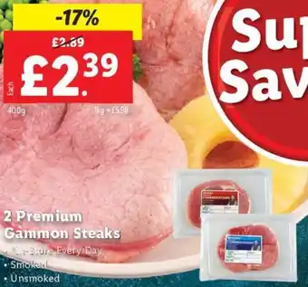 Lidl 2 Premium Gammon Steaks 400g offer