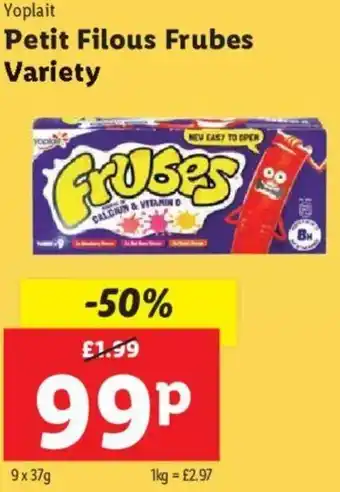 Lidl Petit Filous Frubes Variety 9x37g offer