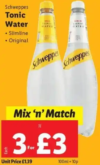 Lidl Tonic Water 1L offer