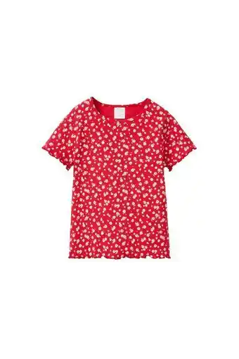 ZARA Ribbed and scalloped t-shirt with floral print offer