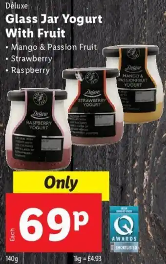 Lidl Glass Jar Yogurt With Fruit 140g offer