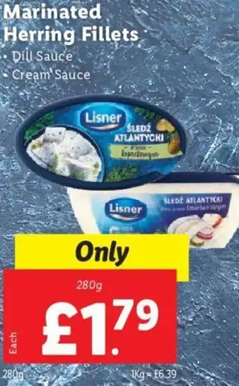 Lidl Marinated Herring Fillets 280g offer