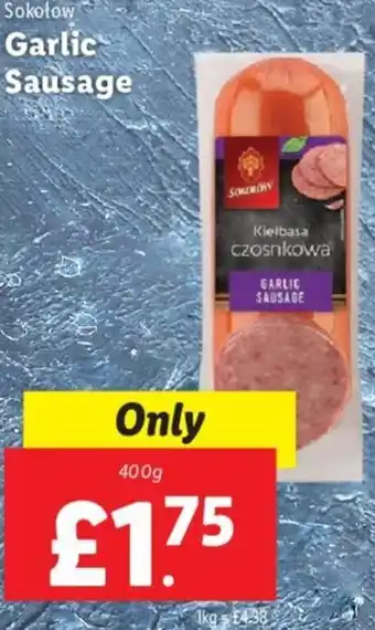 Lidl Garlic Sausage 400g offer