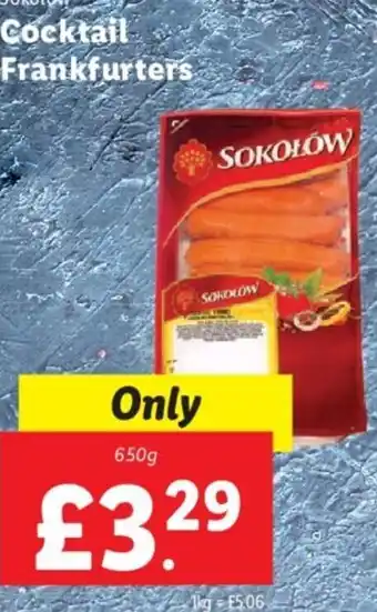 Lidl Cocktail Frankfurters 650g offer