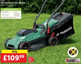 Lidl 20V Cordless Lawn Mower offer