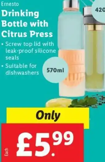 Lidl Drinking Bottle With Citrus Press offer