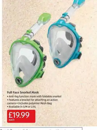 Aldi Full face snorkel mask offer