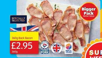 Aldi 360g back bacon offer