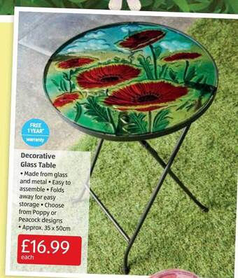Aldi Decorative glass table offer