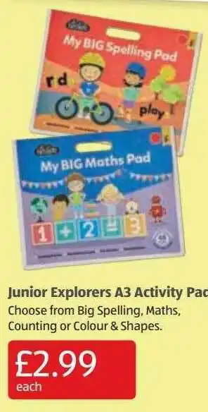 Aldi Junior explorers a3 activity pad offer