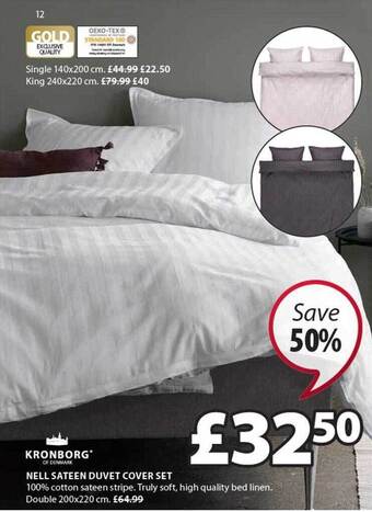 JYSK Nell sateen duvet cover set offer