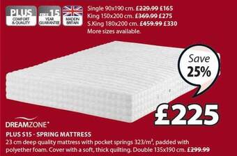 JYSK Plus s15 spring mattress offer