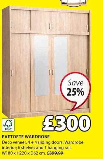 JYSK Evetofte wardrobe offer