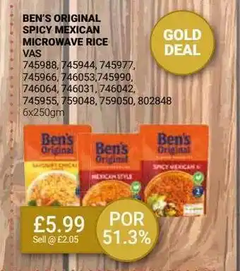 Bestway Ben's original spicy mexican microwave rice offer