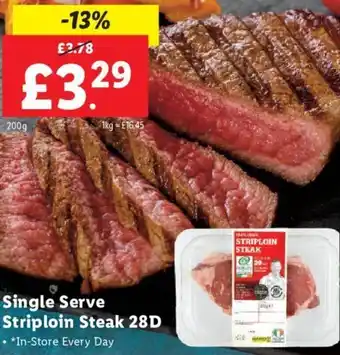 Lidl Single Serve Striploin Steak 28D offer