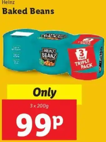 Lidl Heinz Baked Beans 3 x 200g offer