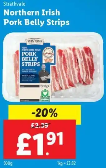 Lidl Northern Irish Pork Belly Strips 500g offer