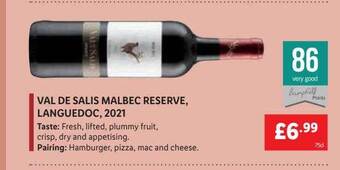 Lidl Val de salis malbec reserve, languedoc, 2021 offer