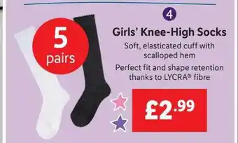 Lidl Girls' knee-high socks offer