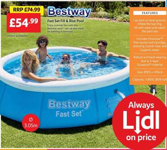 Lidl Bestway fast set fill & rise pool offer