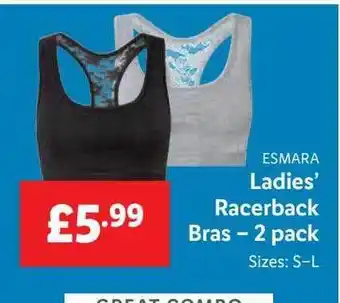 Lidl Esmara ladies' racerback bras - 2 pack offer
