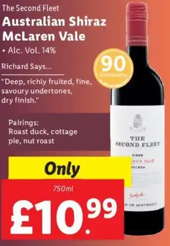 Lidl Australian Shiraz McLaren Vale 750ml offer