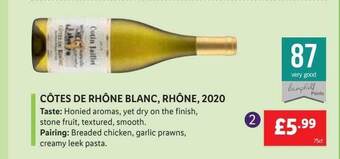 Lidl Côtes de rhône blanc, rhône, 2020 offer