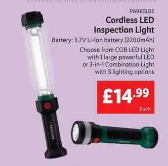 Lidl Parkside cordless led inspection light offer