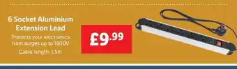 Lidl 6 socket aluminium extension lead offer