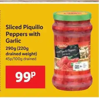 Lidl Sliced piquillo peppers with garlic offer