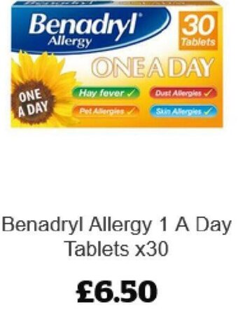 Sainsbury's Benadryl Allergy 1 A Day Tablets x30 offer