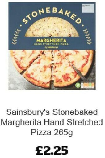 Sainsbury's Sainsbury's Stonebaked Margherita Hand Stretched Pizza 265g offer
