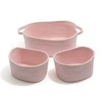 Home Bargains Home collections: cotton rope storage basket set - pink offer