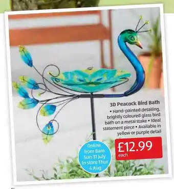 Aldi 3d peacock bird bath offer