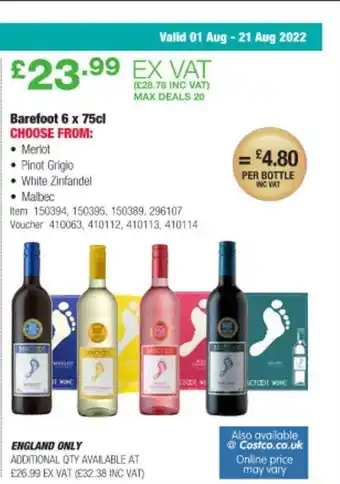 Costco Barefoot offer