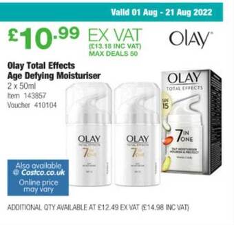 Costco Olay total effects age defying moisturiser offer