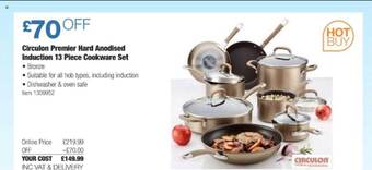 Costco Circulon premier hard anodised induction 13 piece cookware set offer
