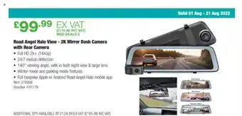 Costco Roast angel halo view - 2k mirror dash camera with rear camera offer