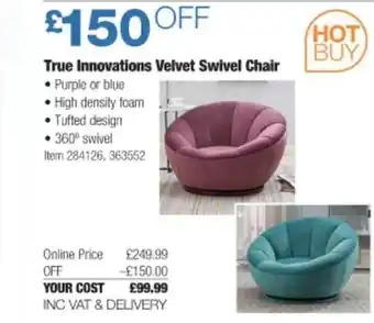 Costco True innovations velvet swivel chair offer