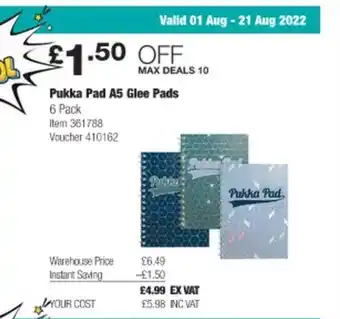 Costco Pukka pad a5 glee pads offer