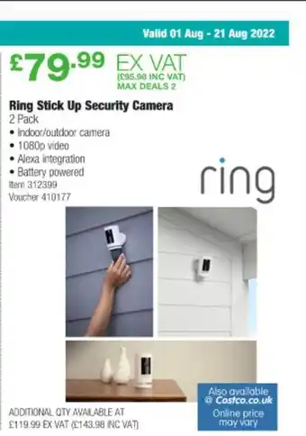 Costco Ring stick up security camera offer